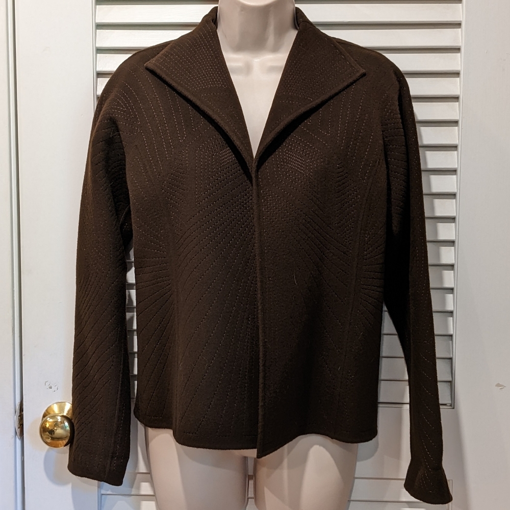 Linda Allard Ellen Tracy brown light wool jacket sz 4